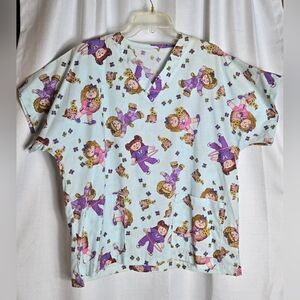 Hand‎ Crafted Cabbage Patch Cartoon Unisex Scrub Top *SEE MEASUREMENTS